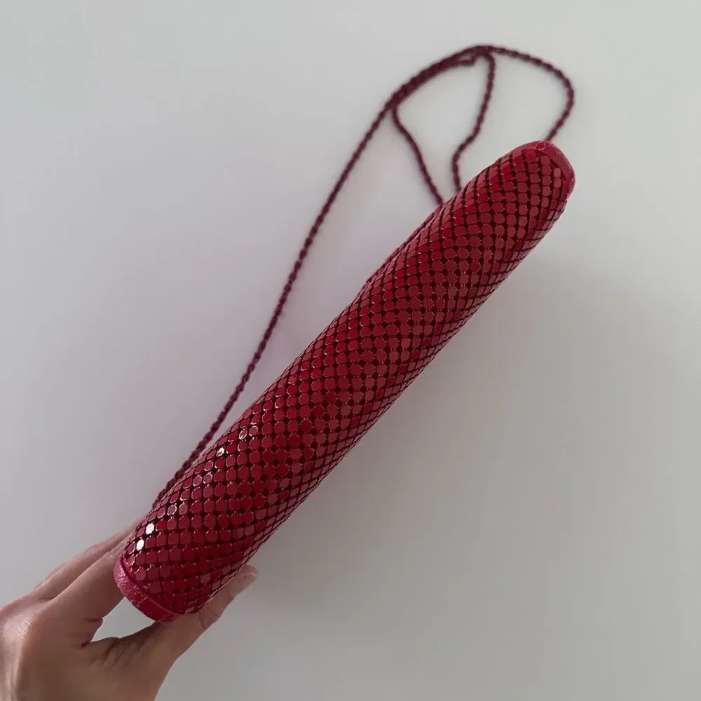 Vintage 1970s Red Metal Mesh Convertible Clutch to Crossbody from Bags by Marlo